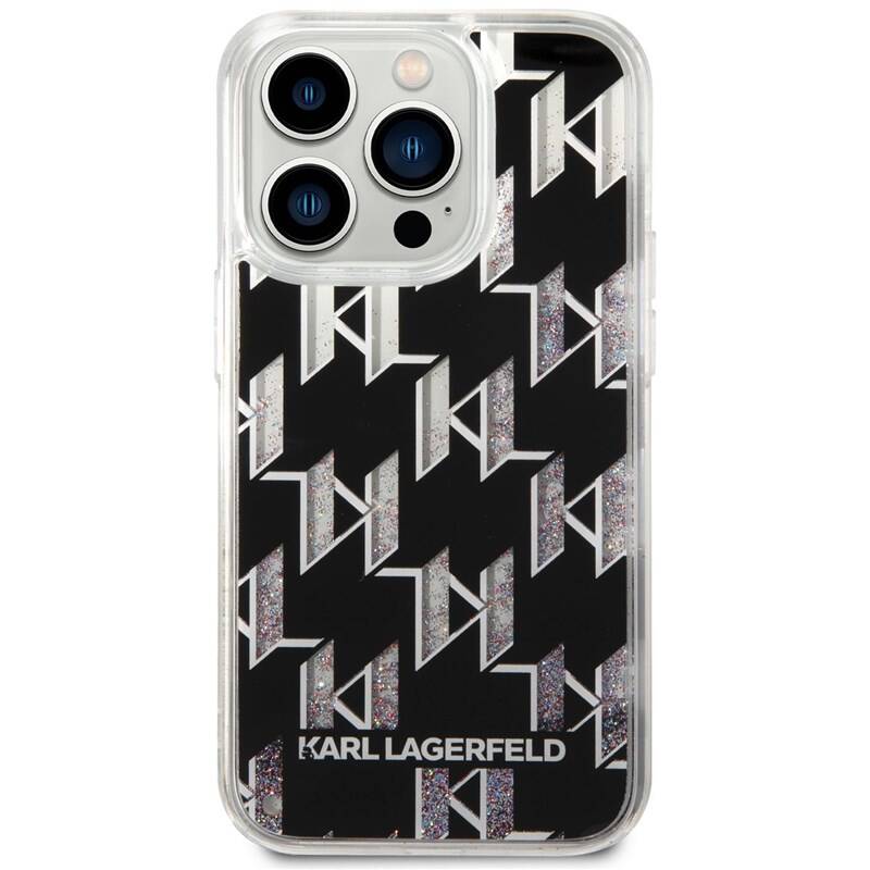 Obrázok Karl Lagerfeld Monogram Liquid Glitter Zadní Kryt pro iPhone 14 Pro Black