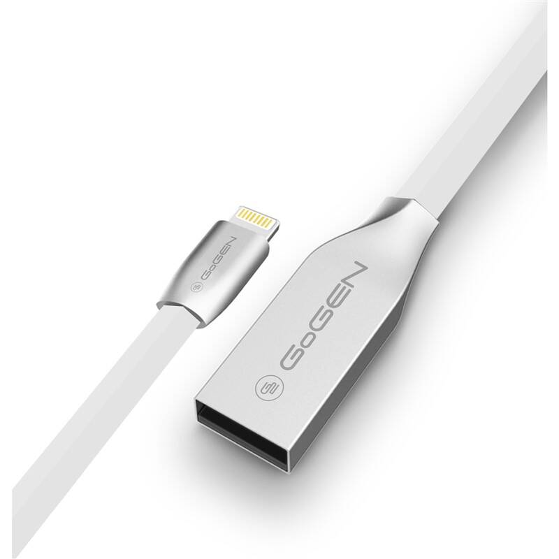 Kábel GoGEN USB / lightning, 1m, plochý (LIGHTN100MM31) biely