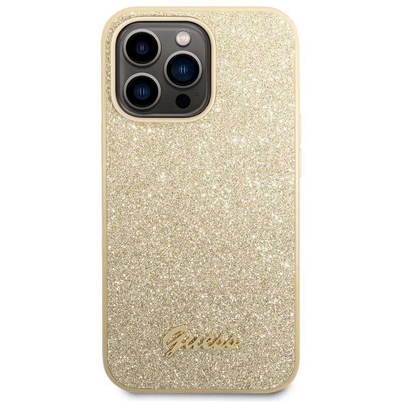 Obrázok Guess PC/TPU Glitter Flakes Metal Logo Zadní Kryt pro iPhone 14 Pro Gold