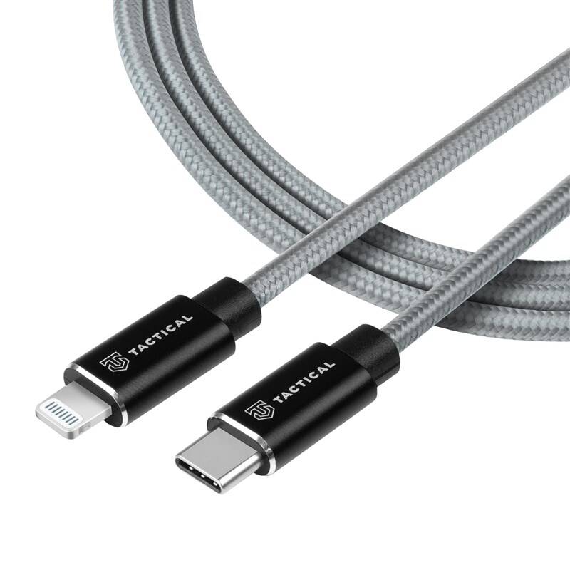 Obrázok Tactical Fast Rope Aramid Cable USB-C/Lightning MFI 0.3m Grey