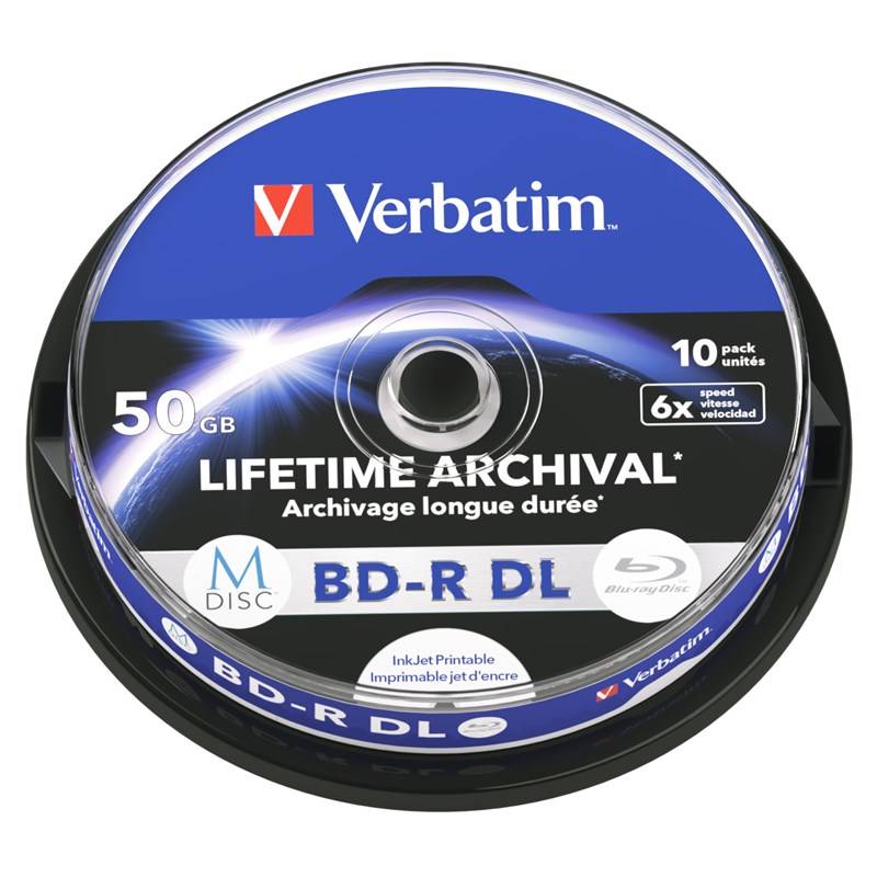 Disk Verbatim M-DISC BD-R DL 50GB, 6x, printable, spindle 10 ks (43847)