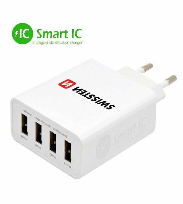 Obrázok Sieťový USB adaptér Swissten Smart IC 4xUSB 5A power, biely 