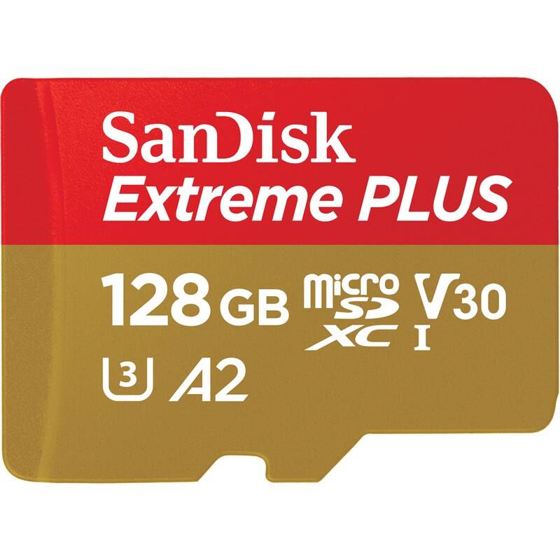 Pamäťová karta SanDisk Micro SDHC Extreme Plus 128GB UHS-I U3 (200R/90W) + adapter (SDSQXBD-128G-GN6MA)