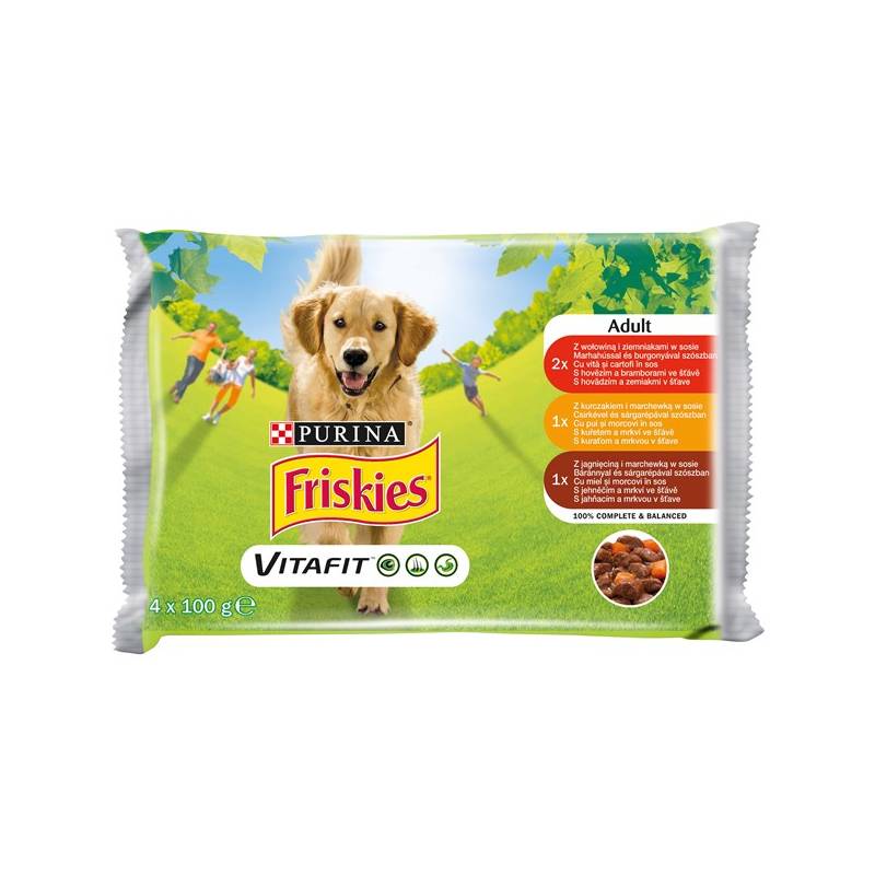 Obrázok FRISKIES ADULT DOG HOVADZIE, KURA A JAHNACIE V STAVE 4 X 100G