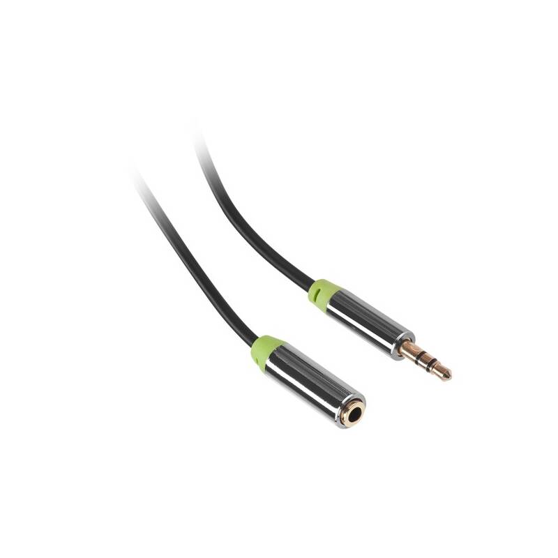 Kábel GoGEN Jack 3,5mm, 2,5m, predlžovacie, pozlátené konektory (GOGJACK250FM01) čierny