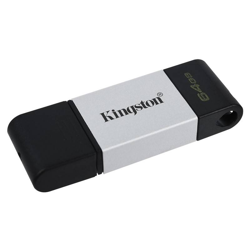 USB flashdisk Kingston DataTraveler 80 64GB, USB-C (DT80/64GB) čierny/strieborný
