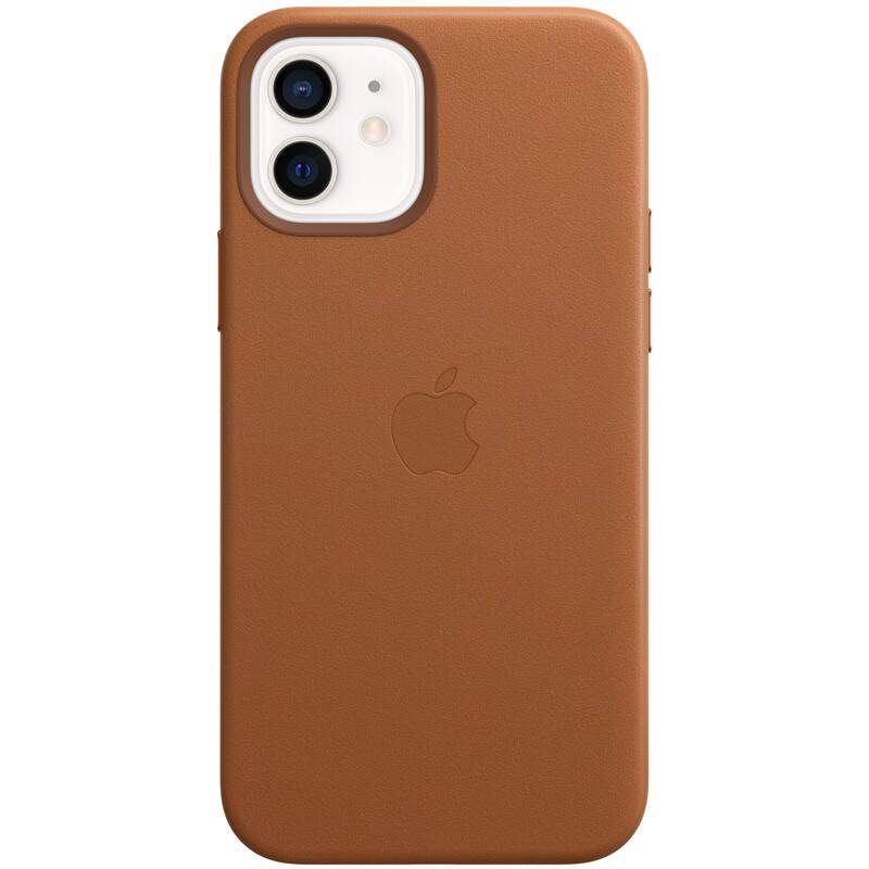Kryt na mobil Apple Leather Case s MagSafe pre iPhone 12 a 12 Pro - sedlovo hnedý (MHKF3ZM/A)