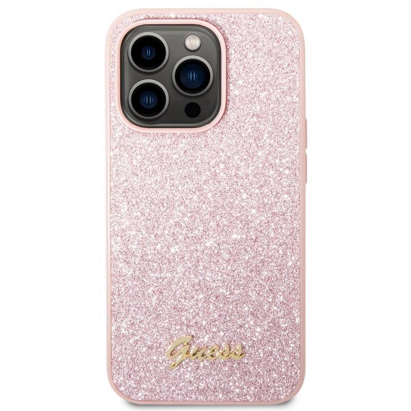 Obrázok Guess PC/TPU Glitter Flakes Metal Logo Zadní Kryt pro iPhone 14 Pro Max Pink