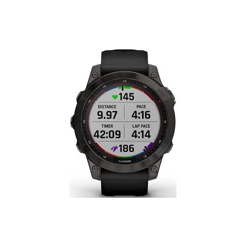 GPS hodinky Garmin fenix 7 Sapphire Solar - Titan Black/Black Silicone Band (010-02540-35) + Doprava zadarmo