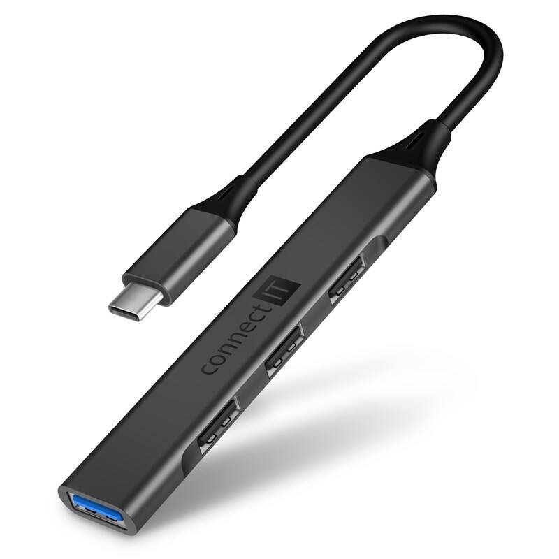 USB Hub Connect IT USB-C (1xUSB-A 3.0, 3xUSB-A 2.0) (CHU-5050-AN) sivý