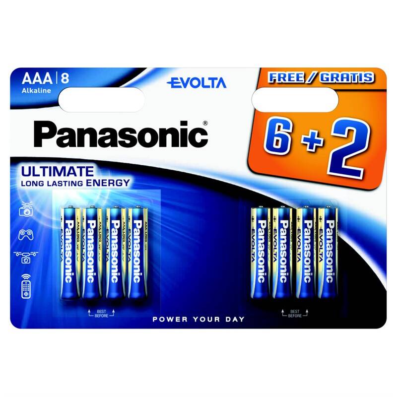 Batéria alkalická Panasonic Evolta AAA, LR03, blister 6+2ks (LR03EGE/8BW 6+2F)