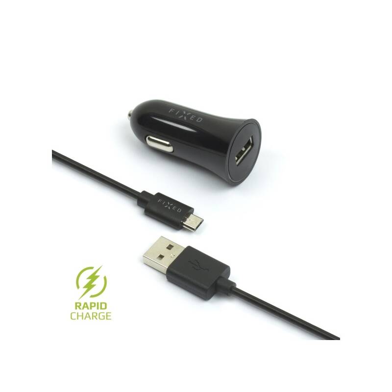 Adaptér do auta FIXED 1x USB, 2,4 A + micro USB kábel (FIXCC-UM-BK) čierny