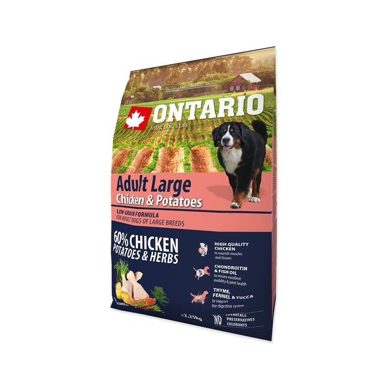 Obrázok ONTARIO Dog Adult Large Chicken & Potatoes & Herbs 2,25 kg