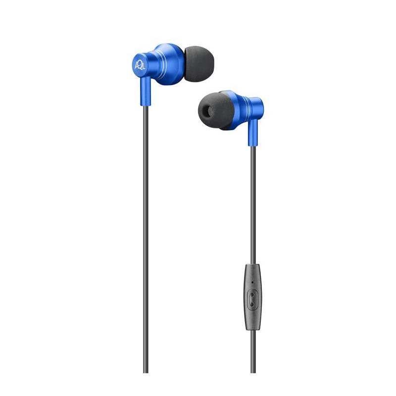 Obrázok In-ear slúchadlá CellularLine IRON s kovovou konštrukciou, AQL® certifikácia, 3,5 mm jack, modrá