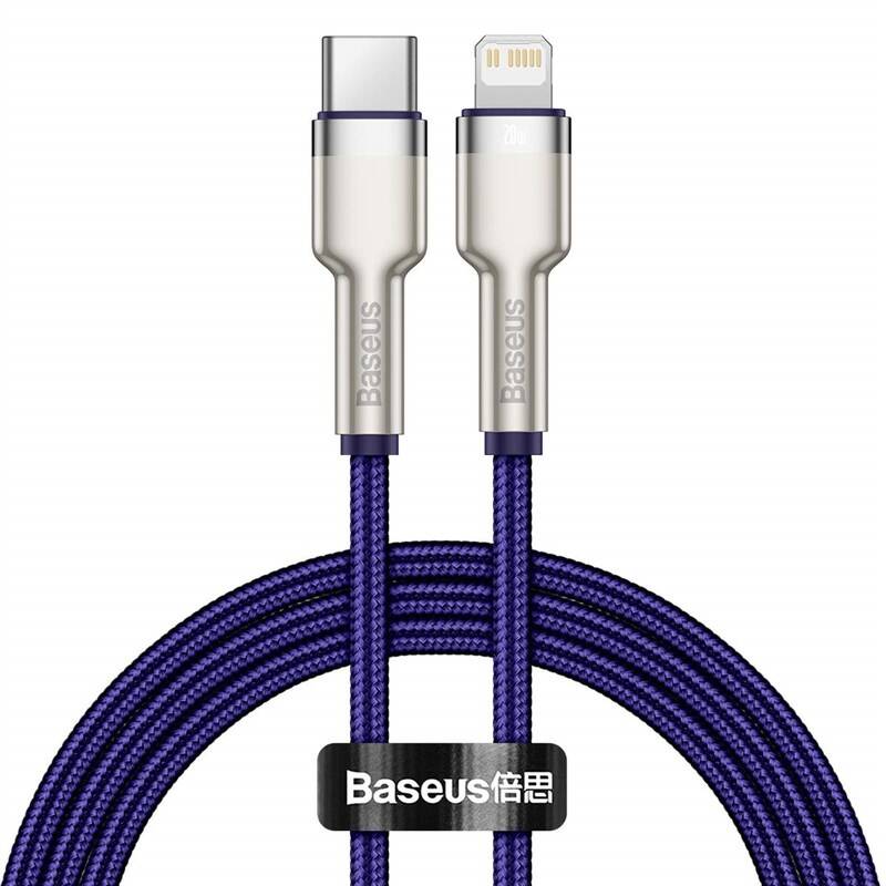 Obrázok Baseus Cafule Series nabíjecí / datový kabel USB-C na Lightning PD 20W 1m, fialová, CATLJK-A05