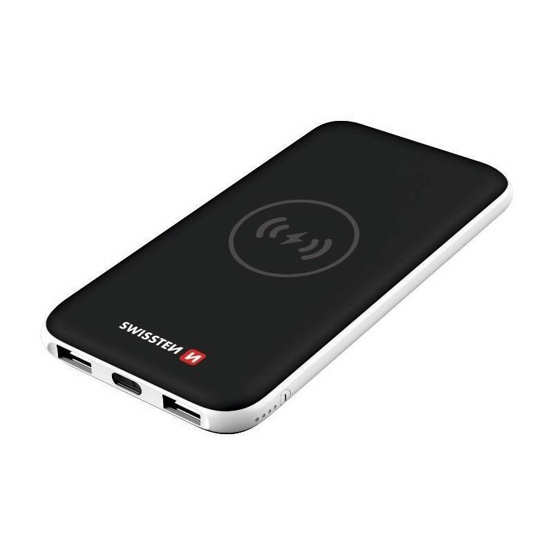Powerbank Swissten Slim 8000mAh, USB-C, bezdrôtové nabíjanie (22013926) čierna