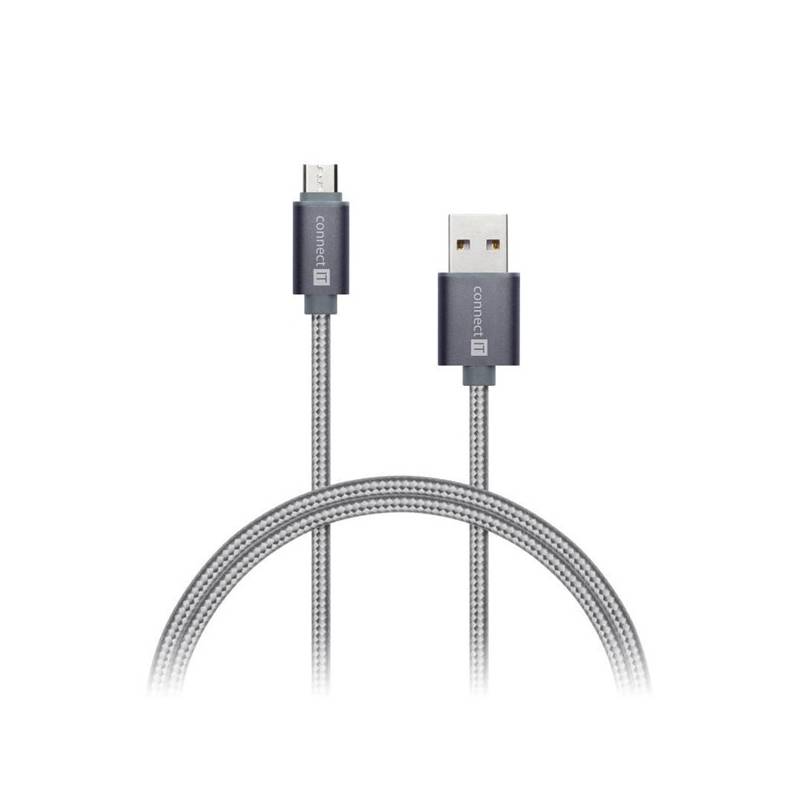 Obrázok CONNECT IT Wirez Premium Metallic micro USB 1m tmavo-sivý (CI-965)