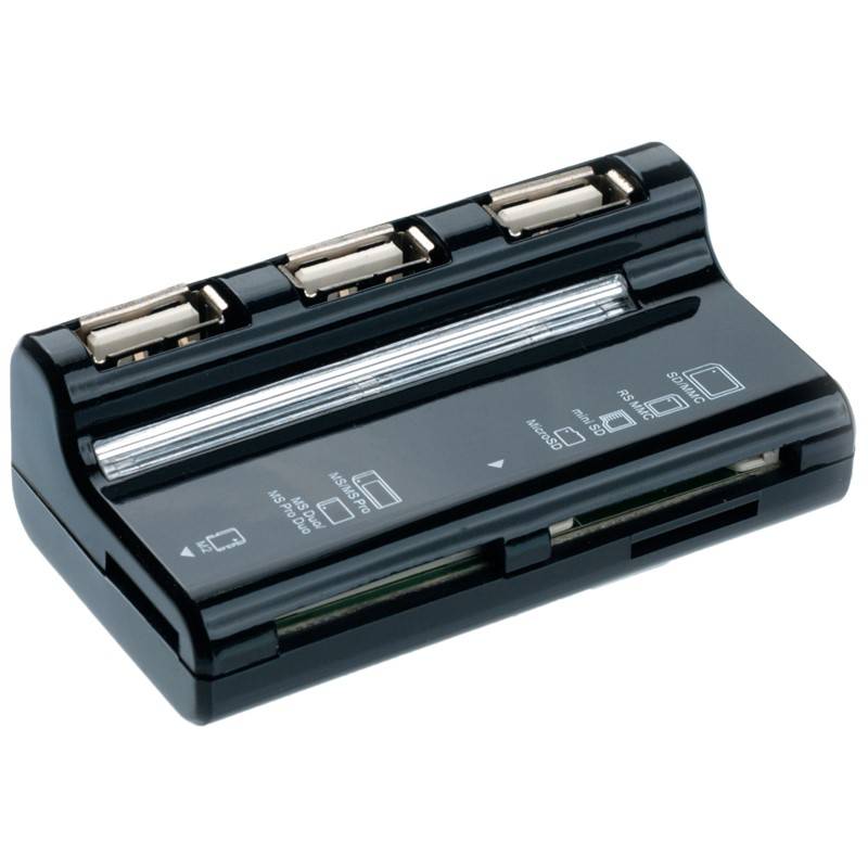 USB Hub Connect IT USB 2.0 / 3x USB 2.0 + microSD + SD (CI-87) čierny