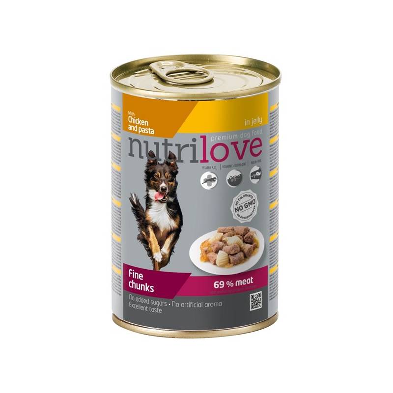 Obrázok Nutrilove Dog chunks Chicken and pasta jelly 415g