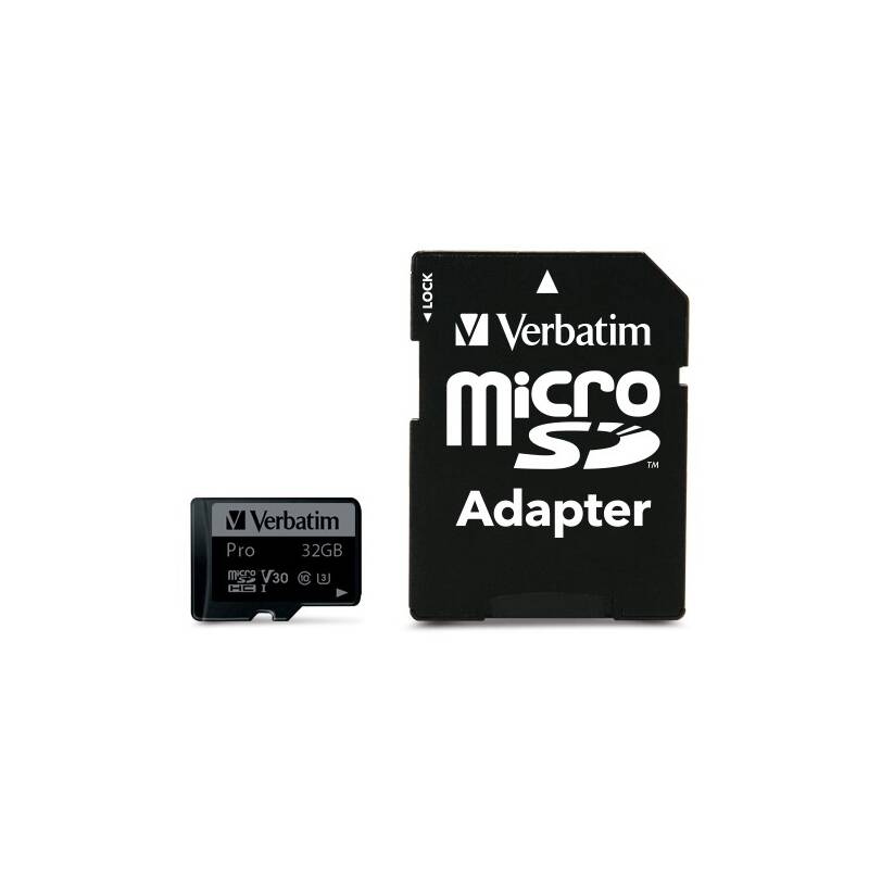 Pamäťová karta Verbatim Pro microSDHC 32GB UHS-I V30 U3 (90R/45W) + adaptér (47041)
