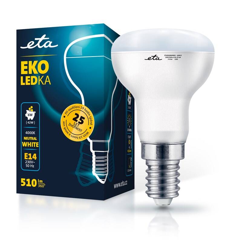 LED žiarovka ETA EKO LEDka reflektor 6W, E14, neutrální bílá (ETAR50W6NW01)