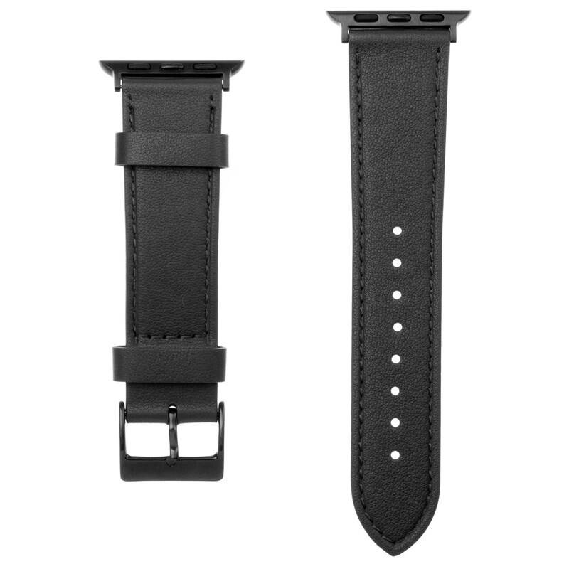 Obrázok FIXED Leather Strap na Apple Watch 42/44/45 mm (FIXLST-434-BK) čierny