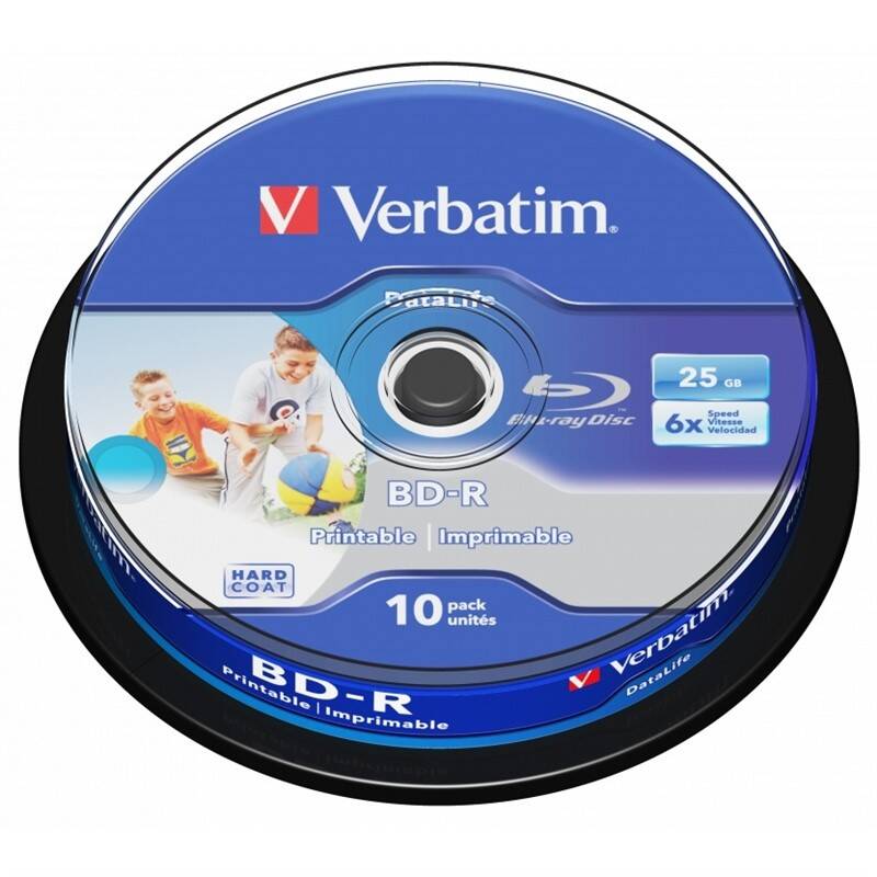 Disk Verbatim Printable BD-R SL 25GB, 6x, 10-cake (43804)