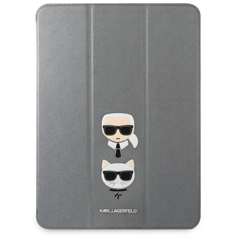 Obrázok KLFC11OKCG Karl Lagerfeld and Choupette Head Saffiano Pouzdro pro iPad Pro 11 Silver