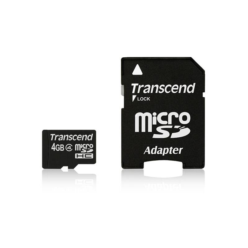 Pamäťová karta Transcend MicroSDHC 4GB Class4 + adapter (TS4GUSDHC4) čierna
