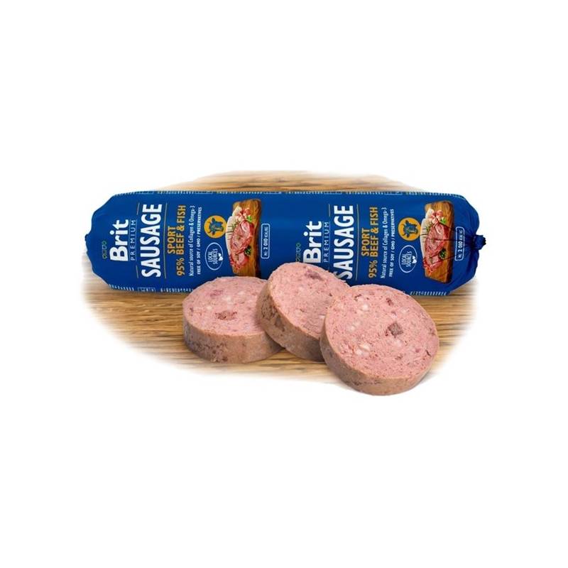 Obrázok Brit Sausage Beef & Fish-Sport formula 800g New