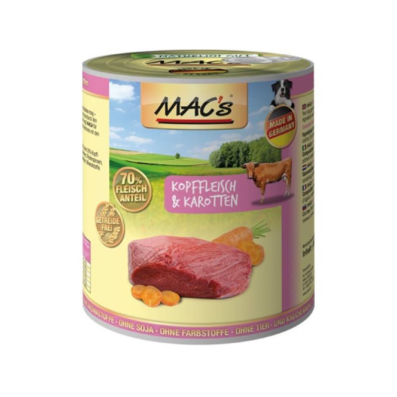 Obrázok MACs Dog Maso z hlav a mrkev 400g