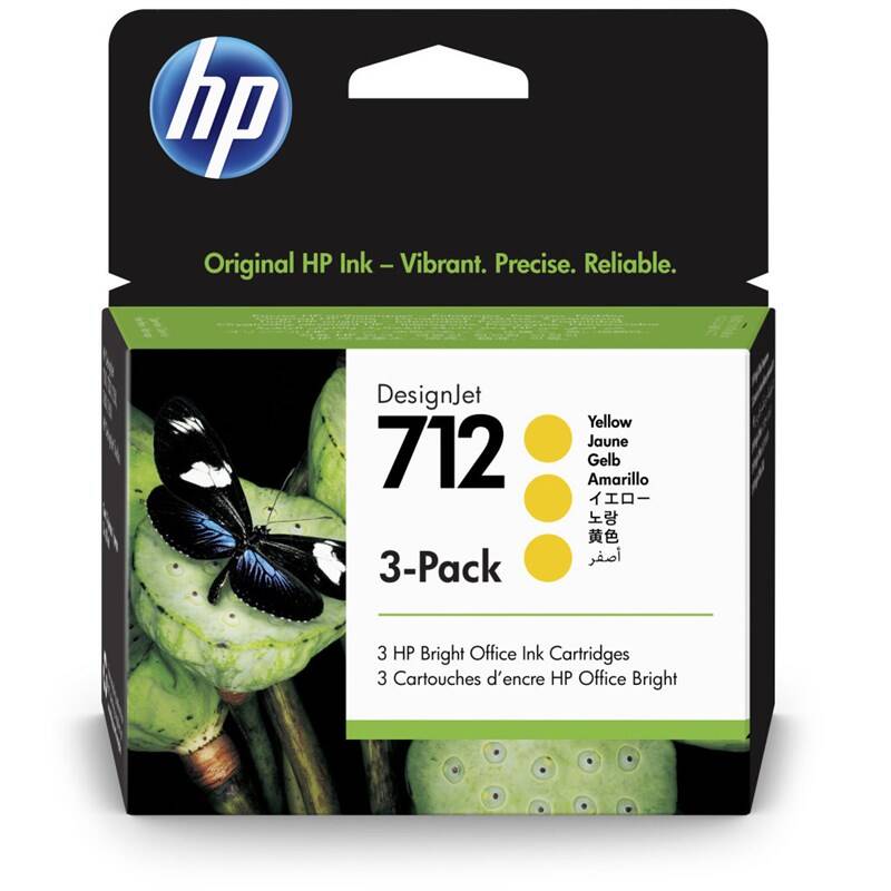 Obrázok HP 712 3-Pack 29-ml Yellow DesignJet Ink Cartridge 3ED79A