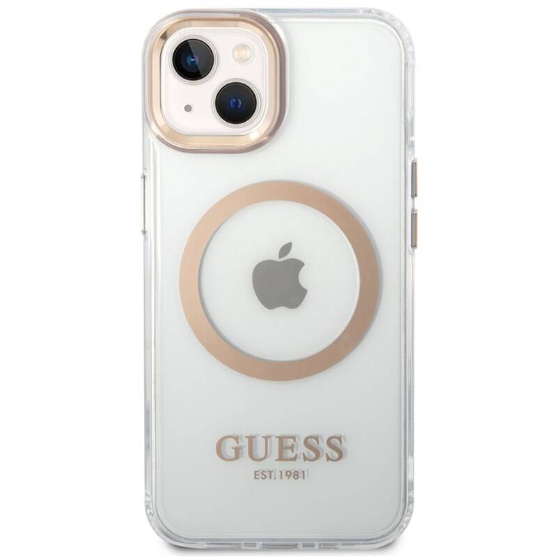 Obrázok Guess Transparent MagSafe Kompatibilní Zadní Kryt pro iPhone 14 Plus Gold