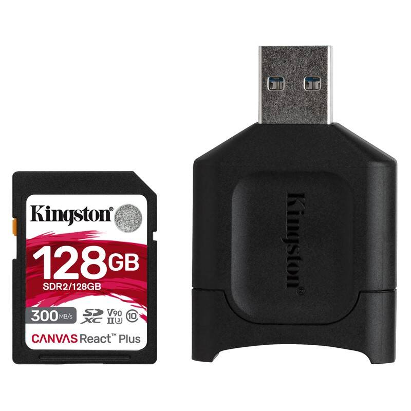 Pamäťová karta Kingston Canvas React Plus SDXC 128GB UHS-II U3 ??(300R/260W) + čítačka (MLPR2/128GB)