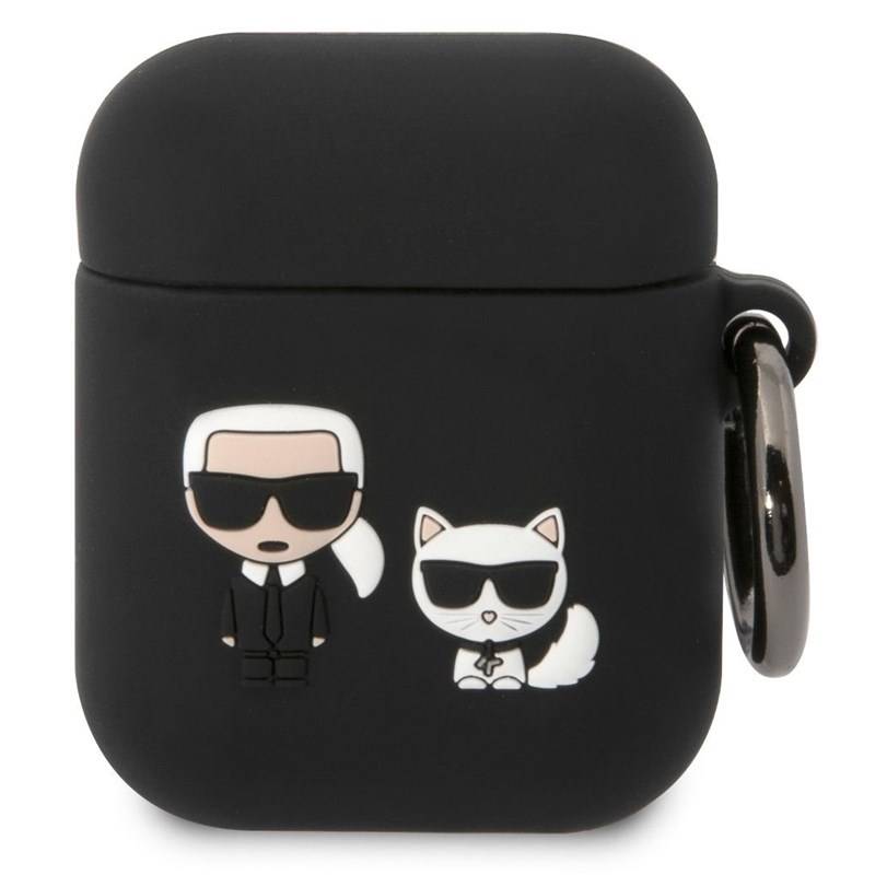 Obrázok Karl Lagerfeld and Choupette Silikonové Pouzdro pro Airpods 1/2 Black