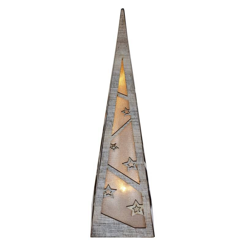 Obrázok LED pyramída drevená, 36 cm, 2x AA, vnútorná, teplá biela, časovač , EM_1550000041