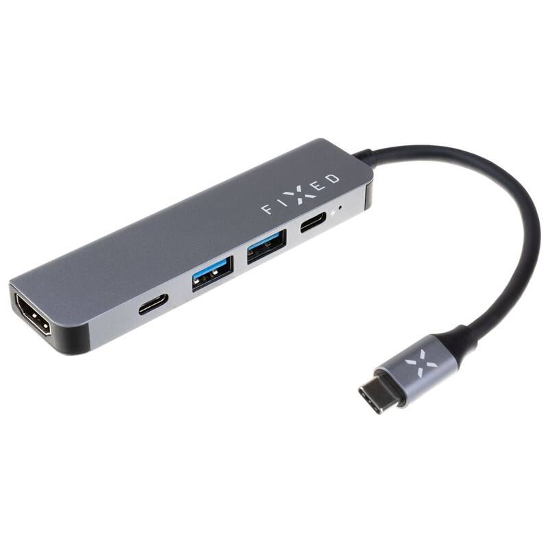 USB Hub FIXED 5v1 USB-C Mini pre notebooky a tablety (FIXHU-MN-GR) sivý