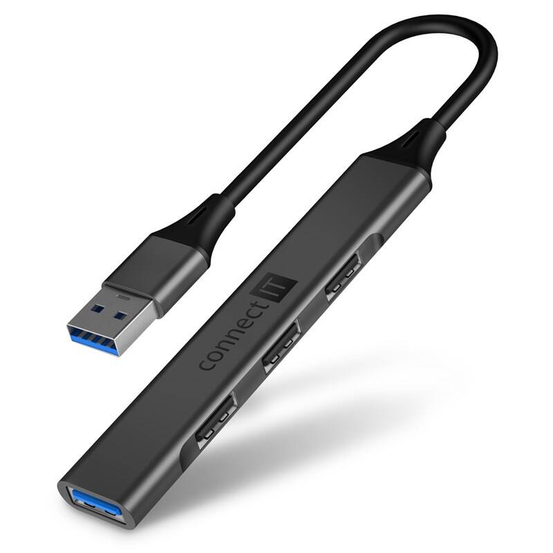USB Hub Connect IT USB-A (1xUSB-A 3.0, 3xUSB-A 2.0) (CHU-4050-AN) sivý