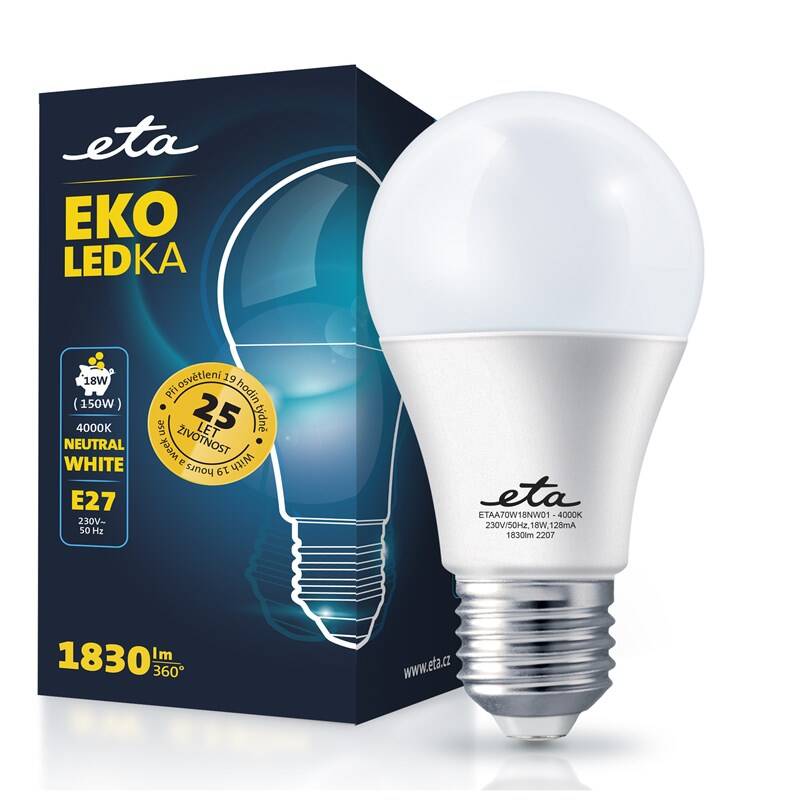 LED žiarovka ETA EKO LEDka klasik 18W, E27, neutrální bílá (ETAA70W18NW01)