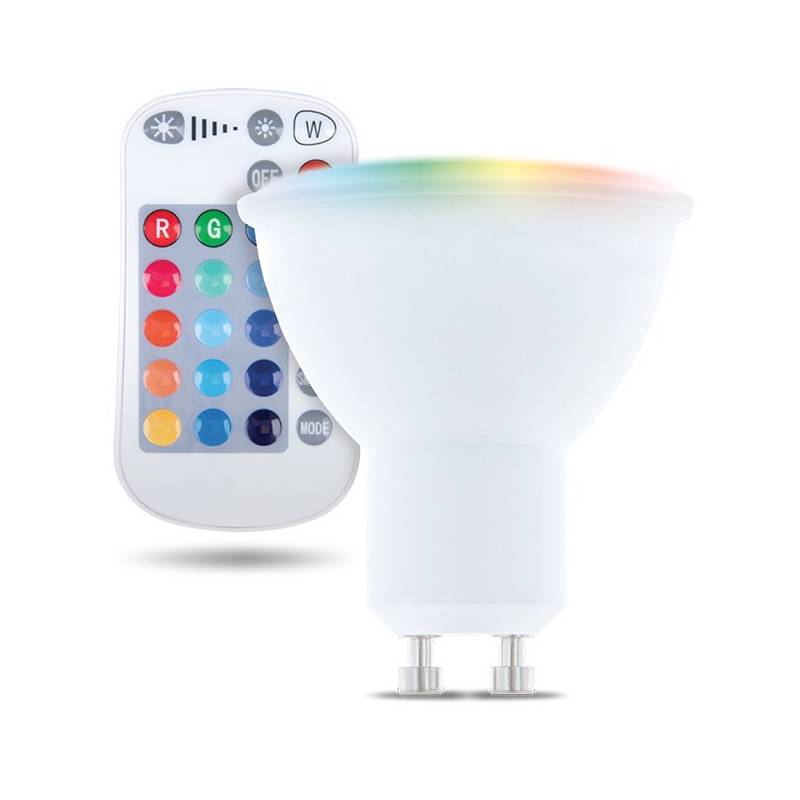 Obrázok Forever Light LED žiarovka GU10, RGB+W, 5W, 250lm, s diaľkovým ovládaním, 3000K