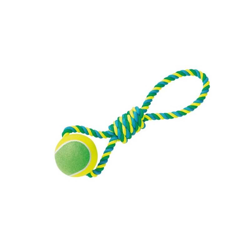 Obrázok Nobby Rope Toy XXL tenisák 12cm s lanem modré/žlté/zelené