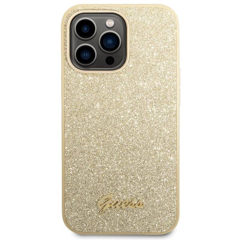 Obrázok Guess PC/TPU Glitter Flakes Metal Logo Zadní Kryt pro iPhone 14 Pro Max Gold