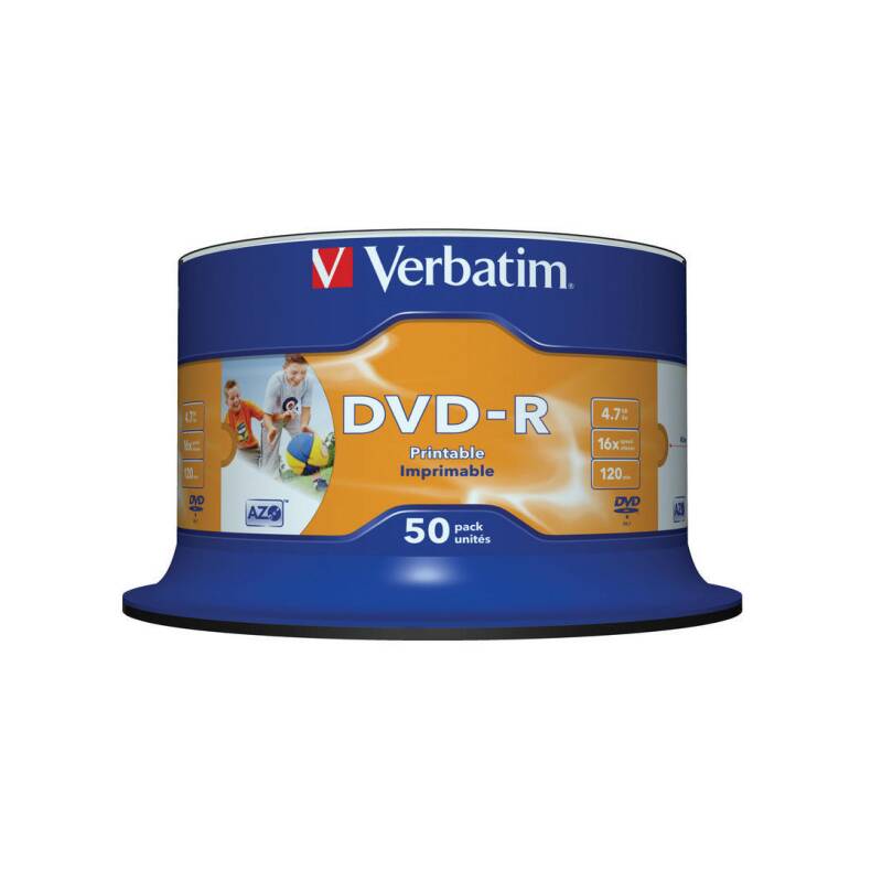 Disk Verbatim DVD-R 4.7GB, 16x, printable, 50cake (43533)
