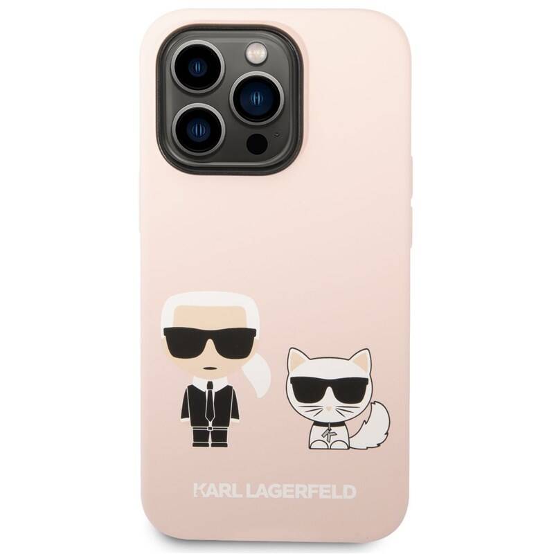 Obrázok Karl Lagerfeld and Choupette Liquid Silicone Zadní Kryt pro iPhone 14 Pro Pink