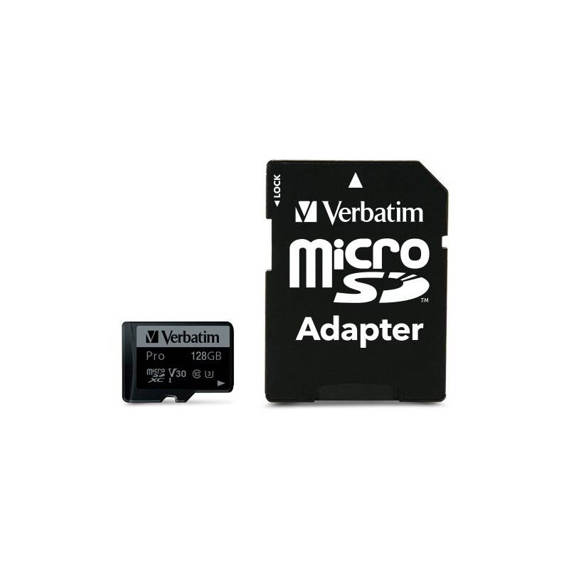 Pamäťová karta Verbatim Pro microSDXC 128GB UHS-I V30 U3 (90R/45W) + adaptér (47044)