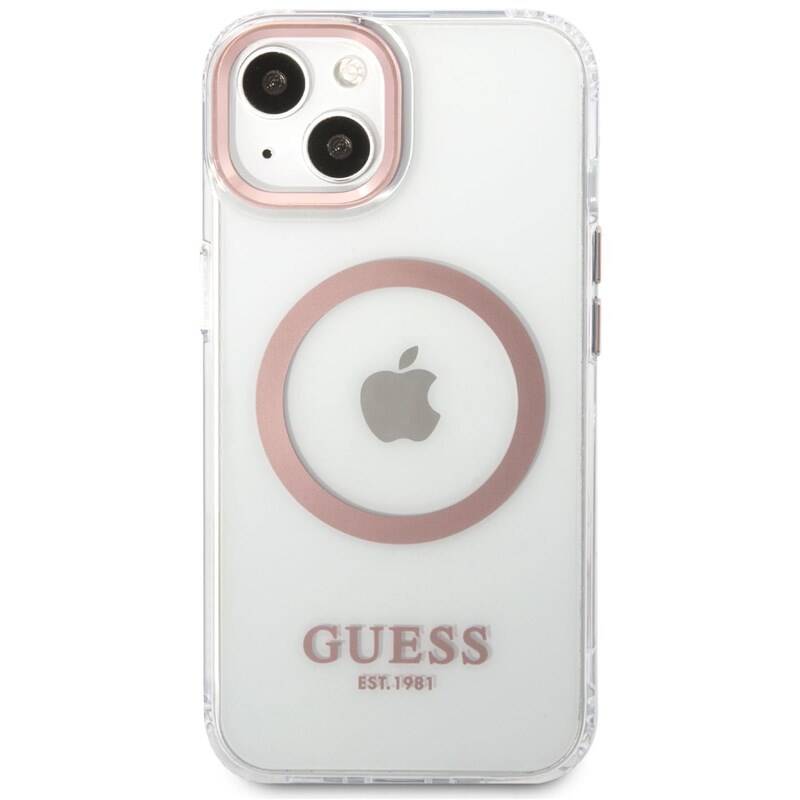 Obrázok Guess Transparent MagSafe Kompatibilní Zadní Kryt pro iPhone 13 Pink