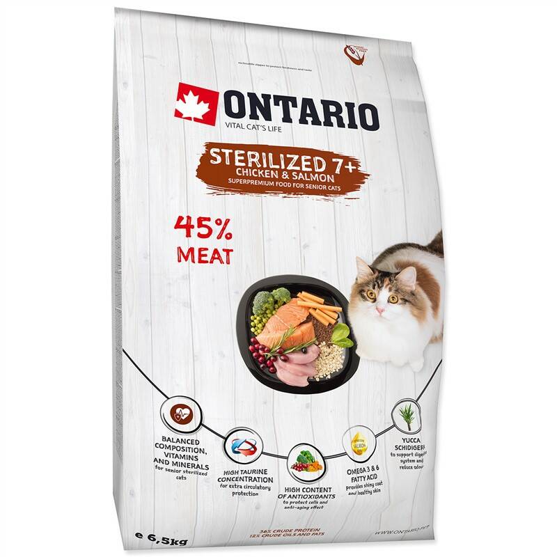 Obrázok Ontario Cat Sterilised 7+ 6,5kg