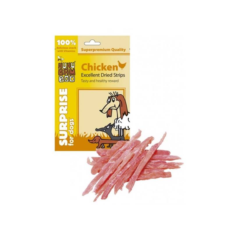 Obrázok Huhubamboo Surprise Dog Excellent sušené kuřecí proužky 75g