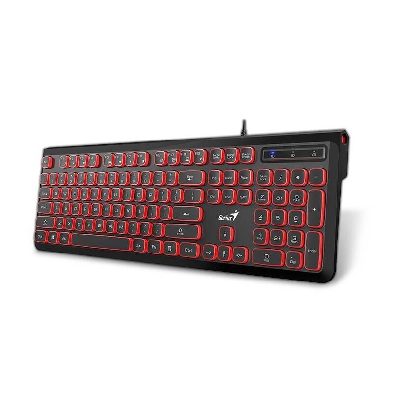 Obrázok GENIUS klávesnice Slimstar 260, USB, CZ+SK layout, černo-červená, 31310013411