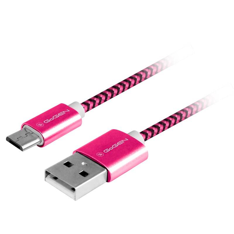 Kábel GoGEN USB / micro USB, 1m, opletený (MICUSB100MM25) fialový